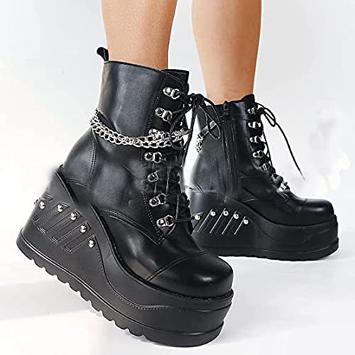 Image of Ulalaza Women Mary Jane Dress Pumps Lolita Shoes Cute Platform Gothic Double Ankle Strap Round Toe Chunky Heel Uniform Pumps Shoes Perfect for School Party Business Work Dance Date Night Club
