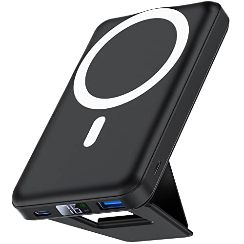 Podoru Wireless Portable Charger, Foldable 10000Mah Magnetic Power Bank With Type-C Cable Led Display 22.5W Pd Fast Charging Lighting Mag-Safe Battery Pack For Iphone 14/13/12/Mini/Pro/Pro Max-Black #TOP1