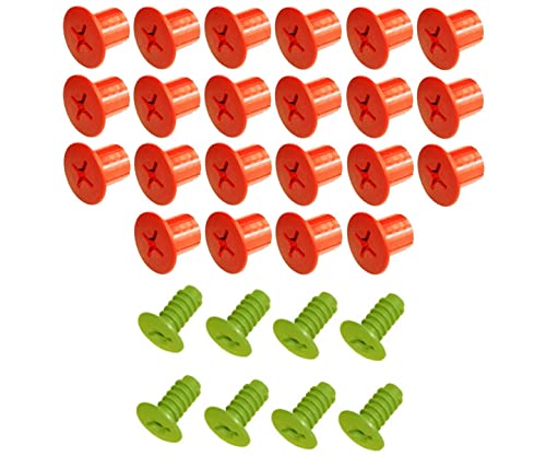 Smoby Pièce de rechange E21007 - Lot de 22 vis rouges à filetage intérieur - Avec 8 vis vertes - Glissantes comme Super Megalis, etc.
