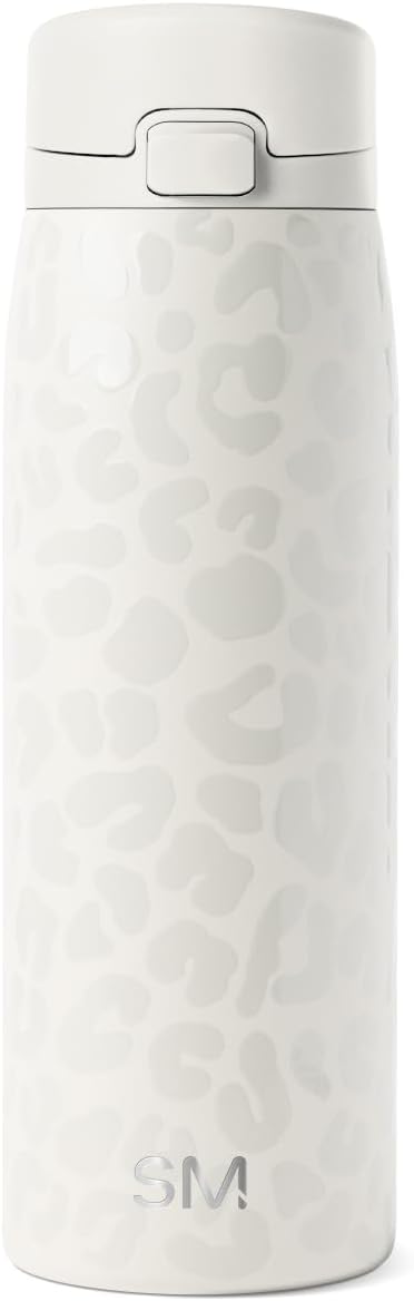 Simple Modern Sidekick Travel Coffee Mug | Ceramic-Lined Insulated Stainless Steel Tumbler | Leak-Proof and Cup Holder Friendly | 16oz, Cream Leopard