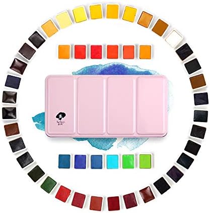 Paul Rubens Artist Grade Watercolor Paint, 48 Colors Solid Cakes with Portable Metal Box for Artists, Beginners, Hobbyists, Students