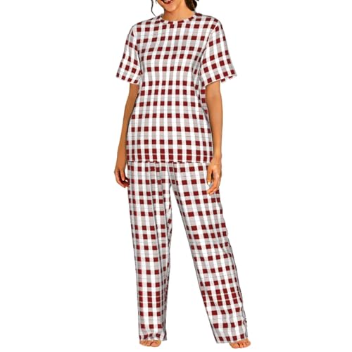 Pyjama à carreaux rouges et blancs cadeau idéal pour femme