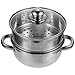 Cabilock Edelstahl Dampfgarer Topf Suppentopf Dampfkocher Dampfkorb 2 Schichten Dim Sum Dämpfer Kochtopf Dampfer Dampftopf Pastatopf für Hot Pot Gemüse Kartoffel Dumpling Küche Kochgeschirr