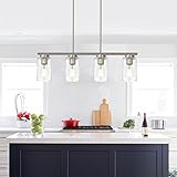 WINSHEN Kitchen Island Lighting, 4-Light Brushed Nickel Linear Chandelier, 27.5-Inches Rectangle Pen