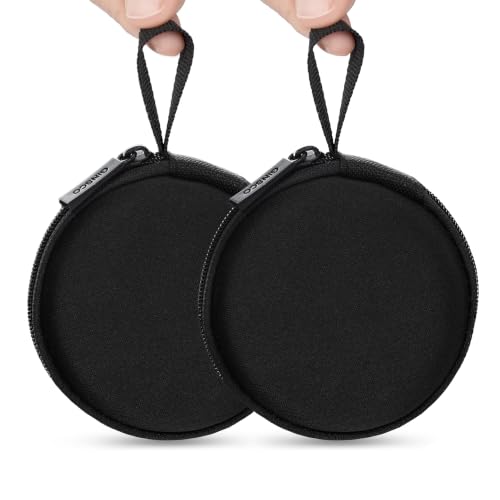 Ginsco Mini-Portable Hard Shell Earbuds Case for Apple EarPods Headphones USB-C Wired Ear Buds/Skullcandy Jib Wired Earbuds, Travel Case for Earphones Earplugs (Black, 2 Pack)