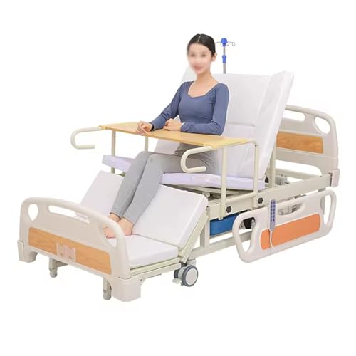 SICWEDIM Electric Multifunctional Nursing Bed with Commode Chair and Breathable Mattress, Intelligent Remote Control, ICU Bed (A)