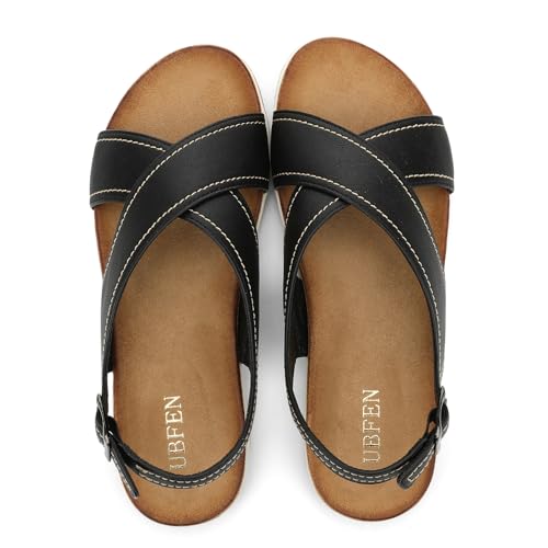 UBFEN Womens Flat Sandals Arch Support Open Toe Adjustable