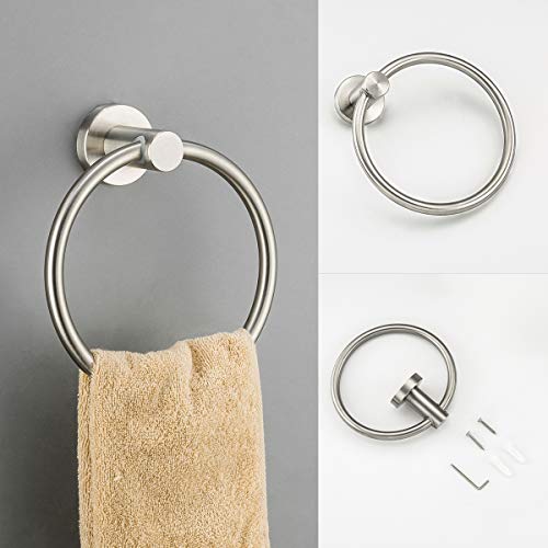 GAPPO 3 Piece Bathroom Hardware Accessories Set Brushed Nickel SUS 304 Stainless Steel Wall Mounted Hand Towel Ring Toilet Paper Holder Robe Hook
