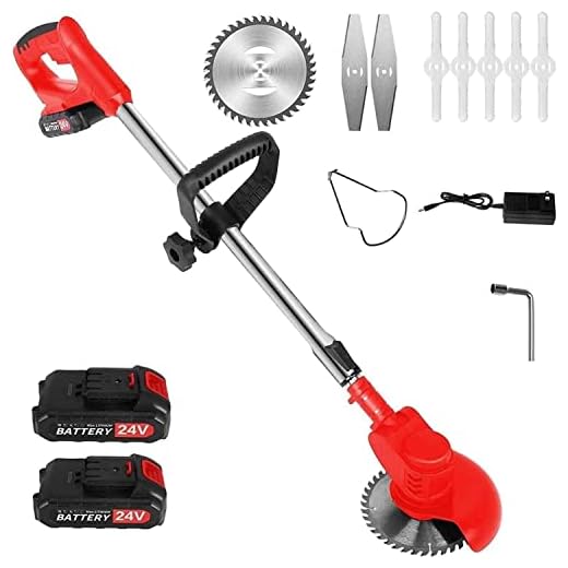 K Nakasaki Cortador de escova multiuso Cortadores de erva daninha comedor de erva daninha sem fio | 3 tipos de lâminas | Cortador de grama elétrico 24v | Jardim de gramado | Poda e