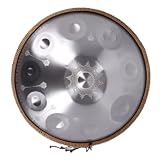 Mandala Steel Drum D Minor 22 Inch 440HZ 10 Notes Handpan Drum Percussion Instrument with Soft Carry Bag, Hang Drum for Sound Healing Meditation Music Therapy Gift (Silver 10 Notes Mandala Handpan)