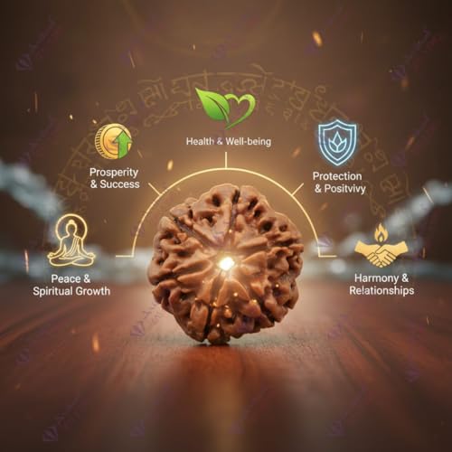 Image of Arihant Gems & Jewels 6 Mukhi Faced Rudraksha | Natural & Certified | Astrological Benefits | Positive Energy | Unisex for Men & Women (Nepali Rudraksha)
