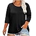 Custom T Shirts Design Your Own Plus Size 3/4 Sleeve Tops 2026 Trendy V Neck T Shirts Top Basic Loose Fit Tunic Blouse Black