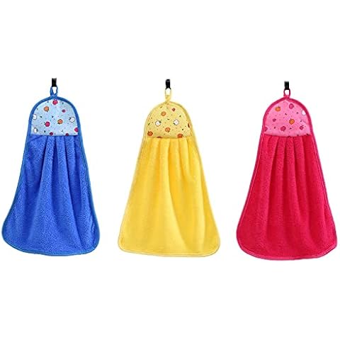 3 Pieces Hanging Hand Towels Hand Dry Towels Coral Fleece Bathroom Hand Towels Use for Bathroom Kitchen Hand Rubbing 15.7*11.8 Inch Cover