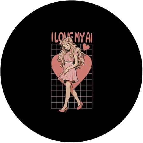 Miniatura 3 de I Love My AI I Love My Waifu I Heart My Waifu Anime Girl PopSockets Standard PopGrip