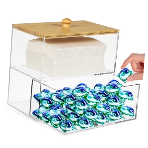 STOBAZA Laundry Holder Drawer Box Dividers Dryer Sheet Container Lid Laundry Room Storage Solution