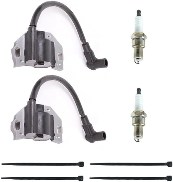 lgnition Coil with Spark Plug 2 PACK 21171-0743 fit for Kawasaki FR691V FR730V FR541V FR651V FR60OV FS FX Series Lawn Mower Engines KM 21171-0743 21171-0711