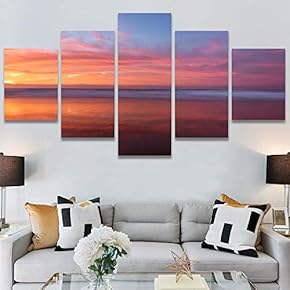 SIGNWIN 5 Panel Canvas Wall Art Landscape Ocean...