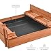 Large Wooden Kids Sandbox with Lid – Outdoor Sand Box for Kids with Cover Sand Protection, Foldable Bench Seats and Bottom Liner