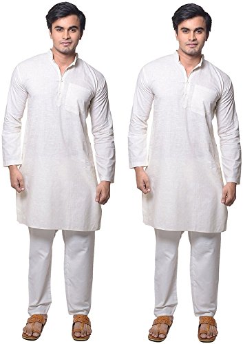 Kurta Pijama Star para hombre ropa de descanso de algodón blanco pack de 2