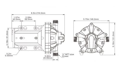 Seaflo Druckwasserpumpe 51-Serie, 12V / 5,0 GPM / 18,9 LPM / 60PSI Wasserpumpe