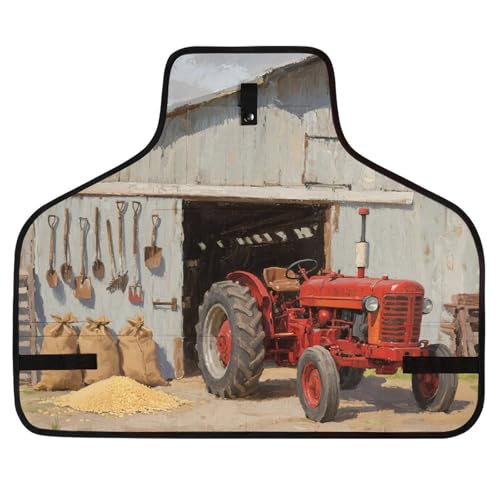 Delantal de trabajo con diseño Barn Tractor ajustable y 8 bolsillos miniatura 1