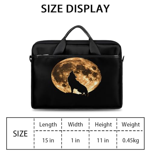 Bolsa para laptop con silueta de lobo y luna 15 pulgadas miniatura 2