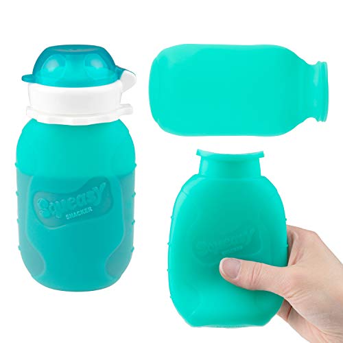 image for Aqua 6 oz Squeasy Snacker Spill Proof Silicone Reusable Food Pouch - f