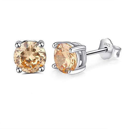 QMM earring Pendant earrings sBirthstone Stud Earrings for Women 925 Sterling Silver Earring Prong Setting Cubic Zircon Jewelry Girl Accessories Unique Party,A