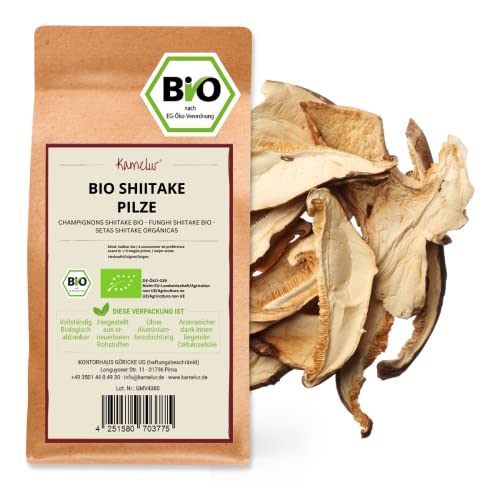 100g de champignons Shiitake BIO séchés en tranches - champignons séchés sans additifs, alimentation asiatique - champignons séchés BIO en emballage biodégradable Cover