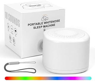 White Noise Maschine Baby, Mini Einschlafhilfe Baby mit 10 Musik für Kinder & Erwachsene, Tragbare Einschlafhilfe, Einfach in die Tasche zu stecken und zu transportieren, Weiß (A)