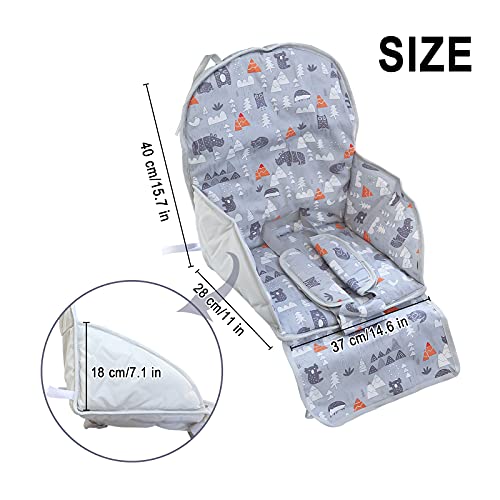 Kocpudu High Chair Pad,High Chair Cushion,Seat Cushion Breathable Pad,Comfortable Seat Belt Design,Cute Pattern,Soft And Comfortable ,Baby Sits More Comfortable(Gray Animal Pattern) #TOP6