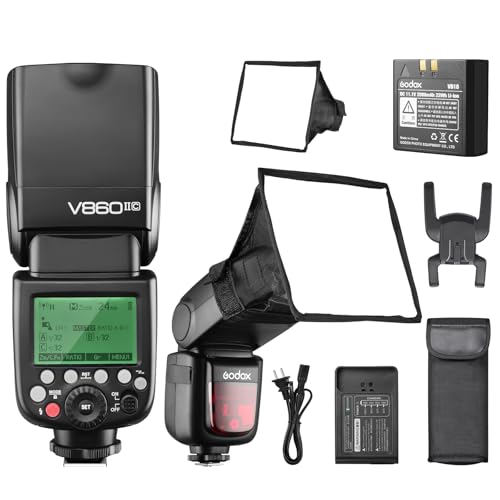 Godox V860II-C V860IIC TTL Flash for Canon, GN60, HSS 1/8000s, 2.4G Wireless Speedlite, Li-ion Battery (650 Shots), External On-Camera Flash with Diffuser Kit