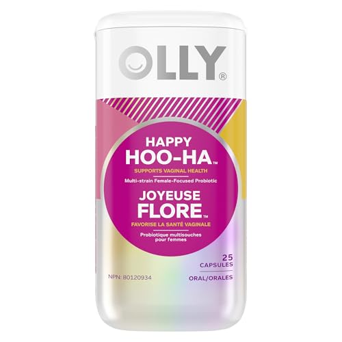OLLY Supplement Capsules gluten free multi-strain female-focused probiotic supplement Happy HOO-HA supports vaginal health 25 capsules
