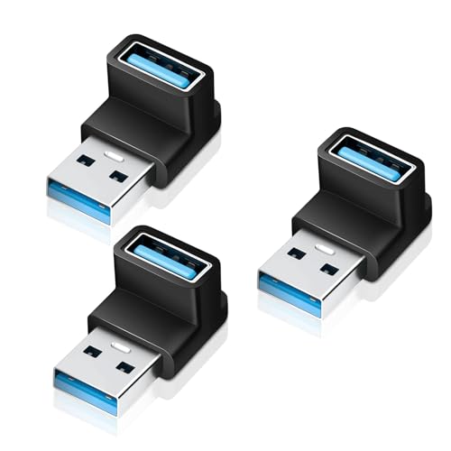 2 pcs Set USB-A auf USB-A 90 Grad Winkel Adapter, U-S-B 3.2 10Gbps Hochgeschwindigkeits-&Uuml;bertragung, Kompatibel mit Smartphones, Laptops, Tablets, Externe Festplatten, Drucker und mehr