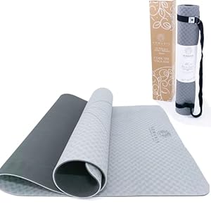 YOMANIS XXLux yogamat, milieuvriendelijk & recyclebaar♻ Extra 80 cm breed + 8 mm dik*. Antislip Ultra Grip Premium TPE optimale demping, 183 x 80 cm x 8 mm + 2-in-1 katoenen yogariem/draagriem