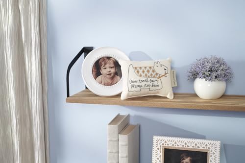Image of Primitives by Kathy Puppy Tooth Fairy Pillow, 6.25 x 5-Inch Embroidered Dog with Toothbrush, Dear Tooth Fairy Please Stop Here Keepsake with Reward Pocket