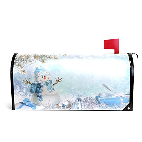 Naanle Christmas Holiday Magnetic Mailbox Cover, Snowman Winter Snowflake Mailbox Wrap Home Decorative For Large Size 25.5”(L) X 20.8”(W) #TOP25