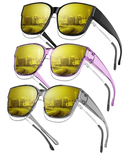 Image of KALIYADI Fit-Over-Glasses Polarized Sunglasses-for-Men Wrap-Around-Sunglasses: Mens Polarized Sunglasses UV400 Protection