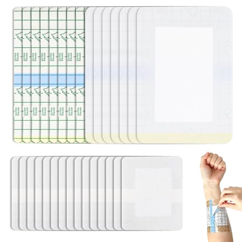 IETWATE Parche de Ducha Impermeable 10x15CM y 6x7CM, 30 Unidades. Transparente, Impermeable, para Postoperatorio con Almohadilla de Algodón Absorbente, ideal para Nadar, Duchar y Deporte.