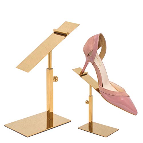 Greneric 2 Pack Stainless Steel Shoe Rack Sandals Display Stand High Heel Shoe Riser Men Leather Shoe Shelf Adjustable Height Pallet Stand Shoe Display Prop Rack For Shop,Clothing Store (Titanium) #TOP2