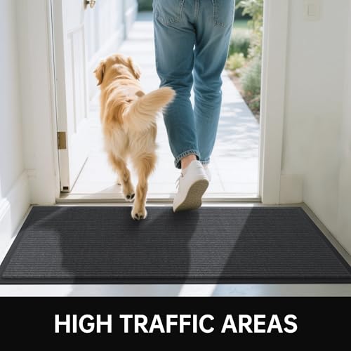 Naturei Front Door Mat, 3' x 4' Heavy Duty Indoor Outdoor Door Mat for Entryway, Commercial Door Mats Entrance, Low Profile Welcome Mats Non-Slip, Durable Rubber Backing Entry Mat for Patio, Home
