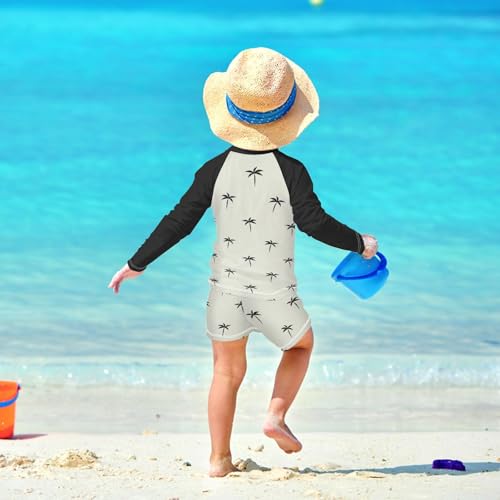 Boys Rash Guard Set Palm Trees Piece UP50+ Swim Set for Boys 3T-10T3