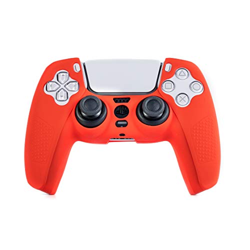 GTcoupe PS5 DualSense Controller Skin Studded Anti-Slip PS5 DualSense Controller Cover Silicone Grip for PS5 Controller(Red Controller Skin)