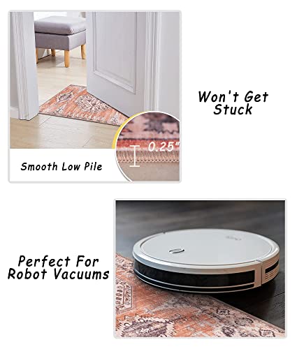 vivorug Runner Rug 2'x8' Vintage Washable Non-Slip Runners for Hallways Kitchen Entryway Laundry Room Carpet Hallway Runner Orange