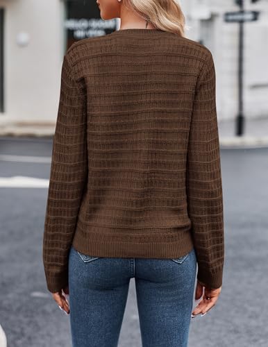 Image of Zeagoo Women's 2026 Cardigan Sweaters Button Down Crew Neck Open Front Long Sleeve Knit Cropped Jackets