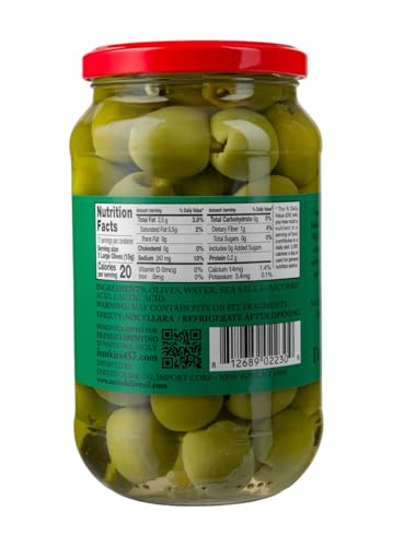 Frankies 457 Pitted Castelvetrano Olives - Authentic Sicilian - Premium Handpicked - Snacking-Aperitif-Cooking-Baking-Heart-Healthy-Product Of Italy - Great For Every Occasion - 19 oz Jar