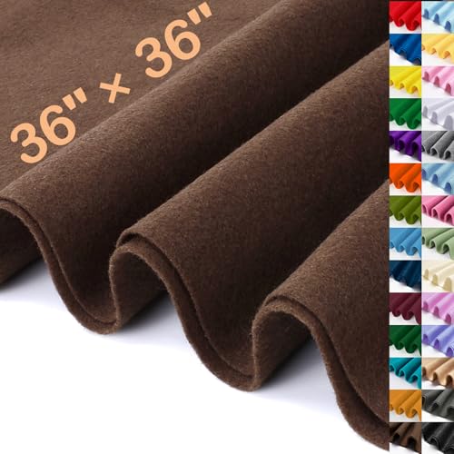 XSEINO Chocolate Brown Large Felt Fabric 36 X 36 (1 Square Yard) 1.4 mm Thick Soft Felt Fabric Sheet for Crafts Brown Series Colors Soft Nonwoven Fabric Fit for Decoration Sewing DIY Crafts