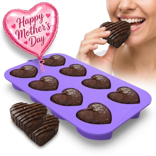 Bakerpan Silicone Heart Mold For Baking, Mini Cake Heart Pan