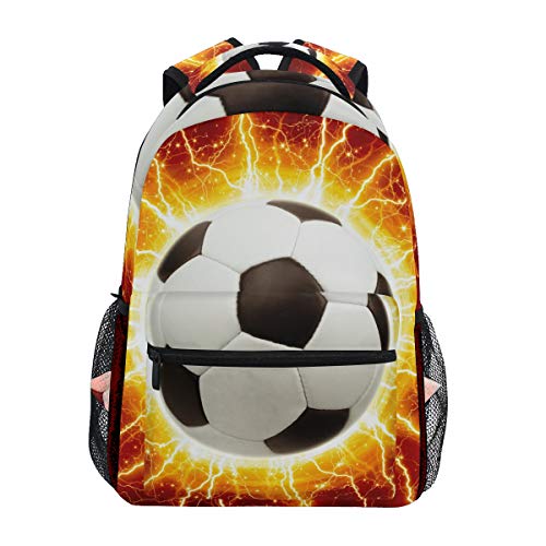 Fußball Feuer Schule Rucksack für Jungen Mädchen Kinder Reisetasche Bookbag Cover
