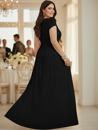 koh koh bridesmaid dresses KOH KOH Formal Short Sleeve Cocktail Flowy V-Neck Gown - NT026